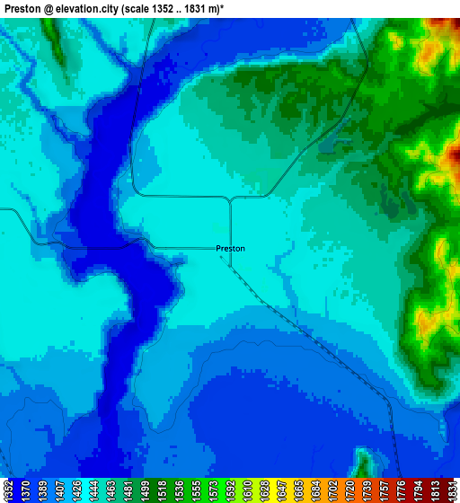 Zoom OUT 2x Preston, United States elevation map