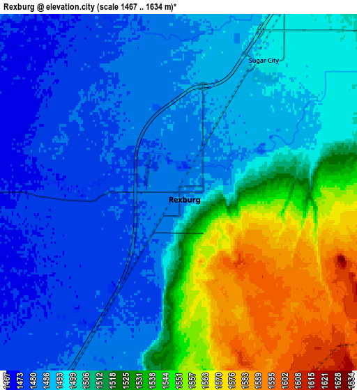 Zoom OUT 2x Rexburg, United States elevation map