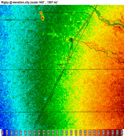 Zoom OUT 2x Rigby, United States elevation map