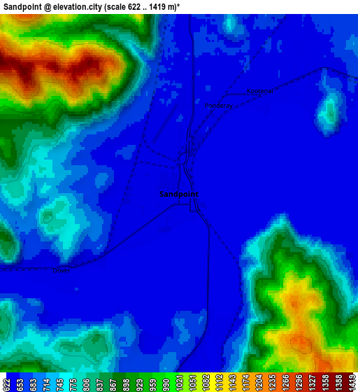 Zoom OUT 2x Sandpoint, United States elevation map