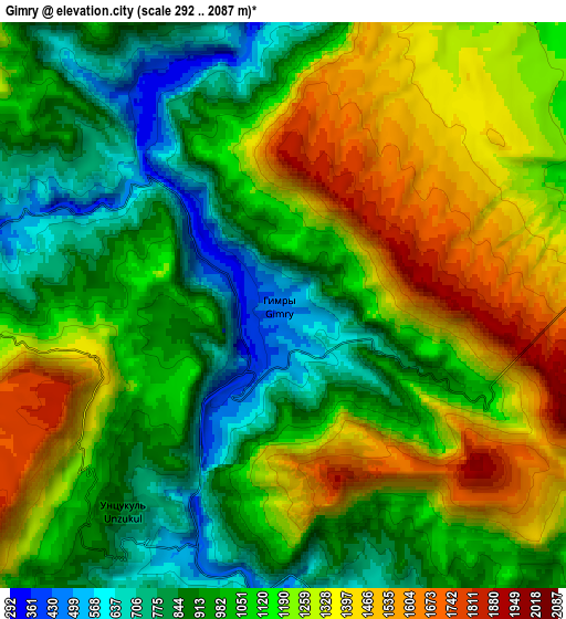 Zoom OUT 2x Gimry, Russia elevation map