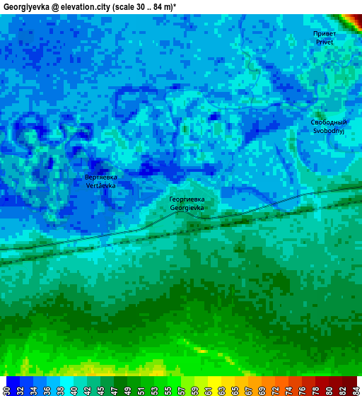 Zoom OUT 2x Georgiyevka, Russia elevation map