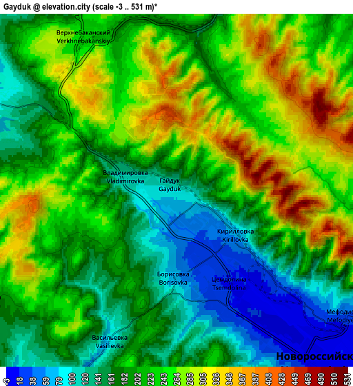 Zoom OUT 2x Gayduk, Russia elevation map