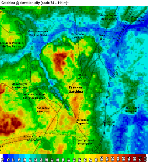 Zoom OUT 2x Gatchina, Russia elevation map