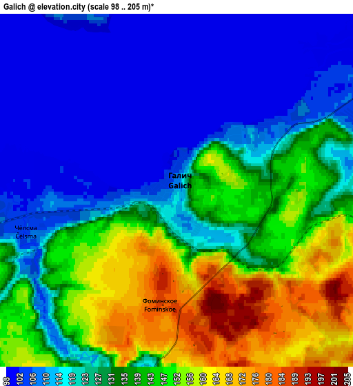 Zoom OUT 2x Galich, Russia elevation map