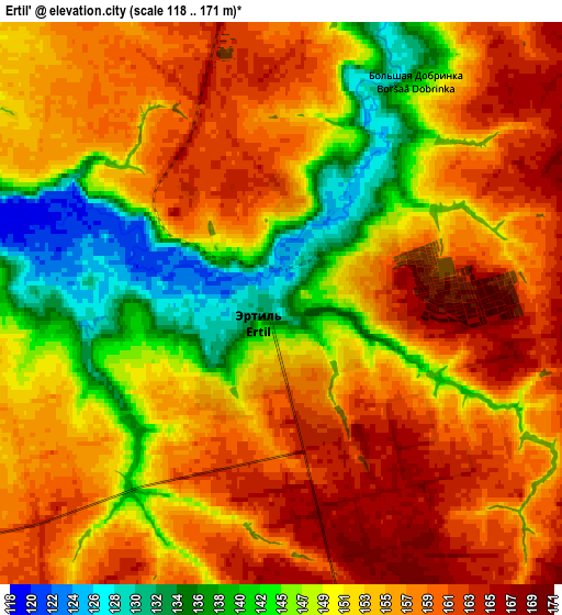 Zoom OUT 2x Ertil’, Russia elevation map