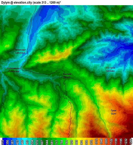 Zoom OUT 2x Dylym, Russia elevation map