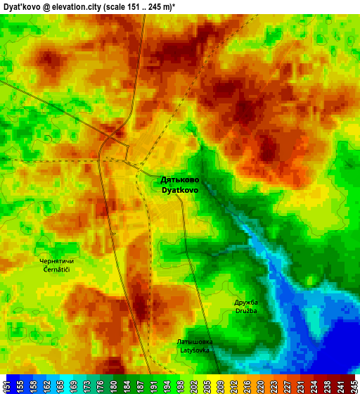 Zoom OUT 2x Dyat’kovo, Russia elevation map