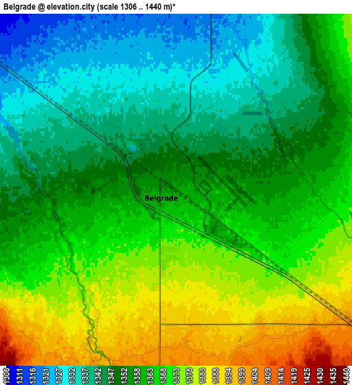 Zoom OUT 2x Belgrade, United States elevation map