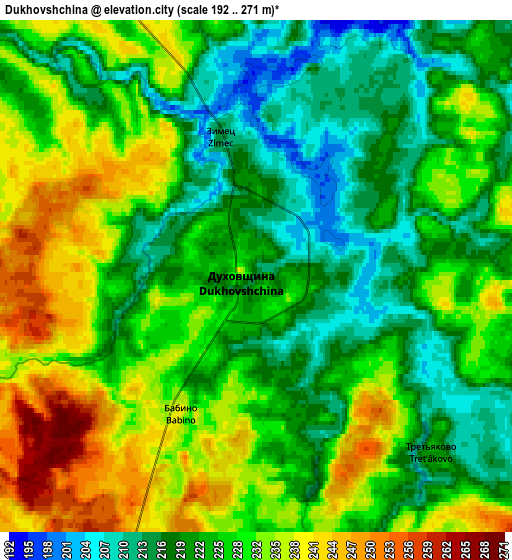 Zoom OUT 2x Dukhovshchina, Russia elevation map