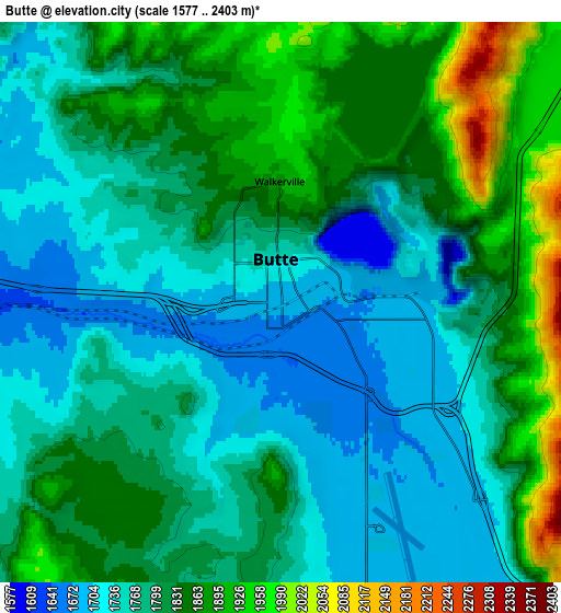 Zoom OUT 2x Butte, United States elevation map