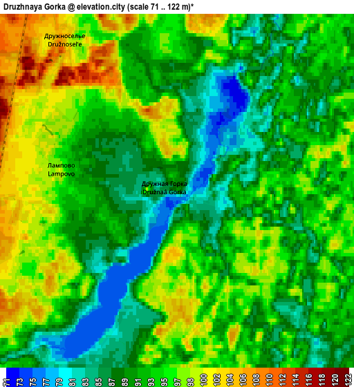 Zoom OUT 2x Druzhnaya Gorka, Russia elevation map