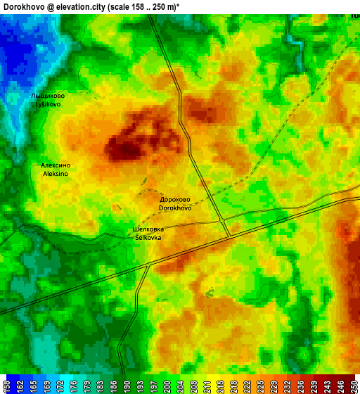 Zoom OUT 2x Dorokhovo, Russia elevation map