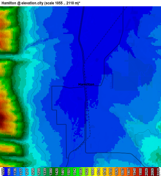 Zoom OUT 2x Hamilton, United States elevation map