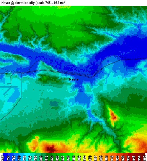 Zoom OUT 2x Havre, United States elevation map