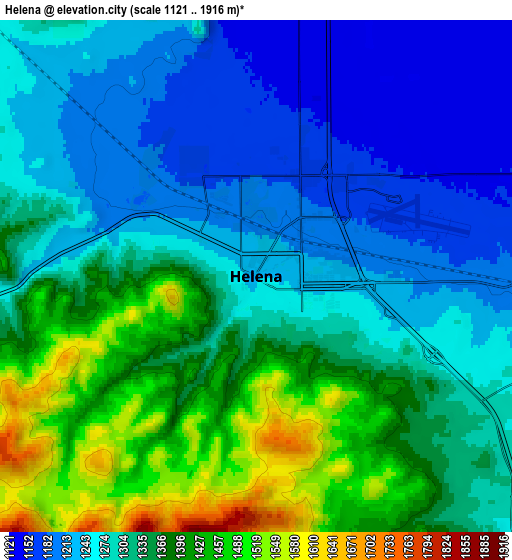 Zoom OUT 2x Helena, United States elevation map