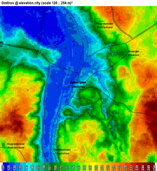 Zoom OUT 2x Dmitrov, Russia elevation map