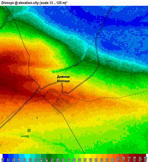 Zoom OUT 2x Divnoye, Russia elevation map