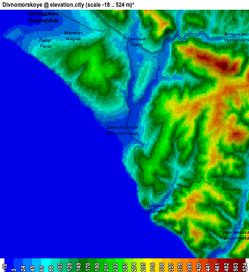 Zoom OUT 2x Divnomorskoye, Russia elevation map