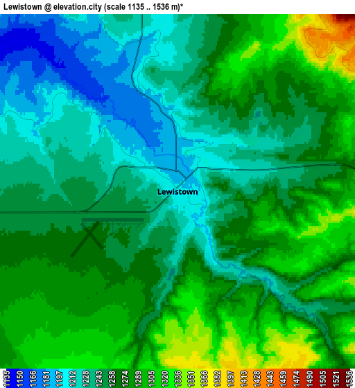 Zoom OUT 2x Lewistown, United States elevation map