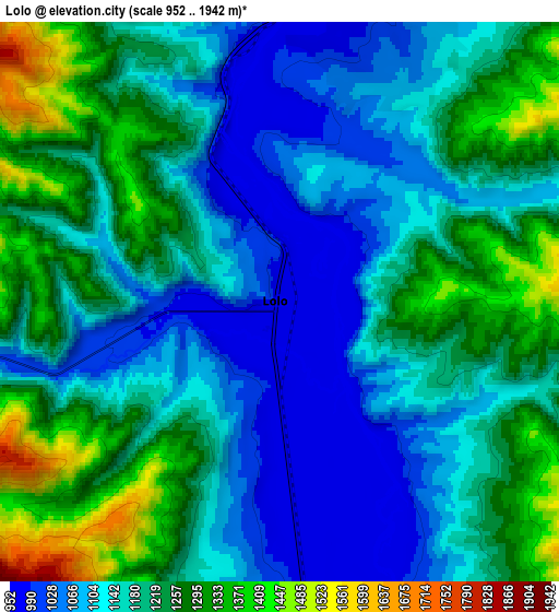 Zoom OUT 2x Lolo, United States elevation map