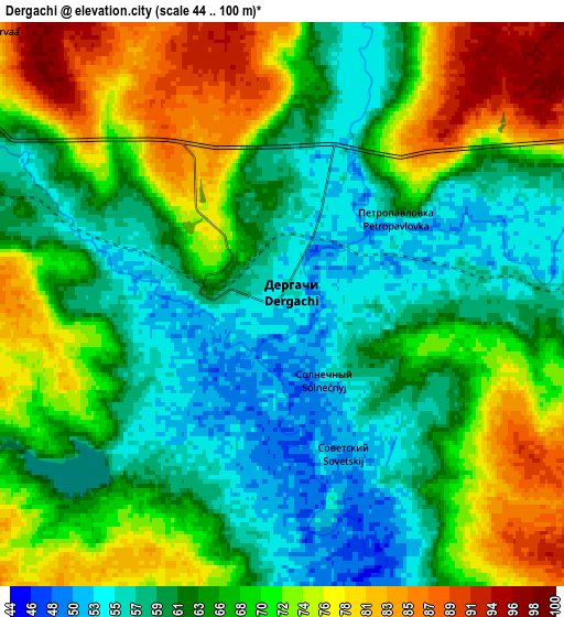 Zoom OUT 2x Dergachi, Russia elevation map