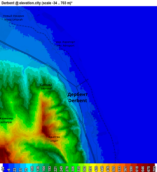 Zoom OUT 2x Derbent, Russia elevation map