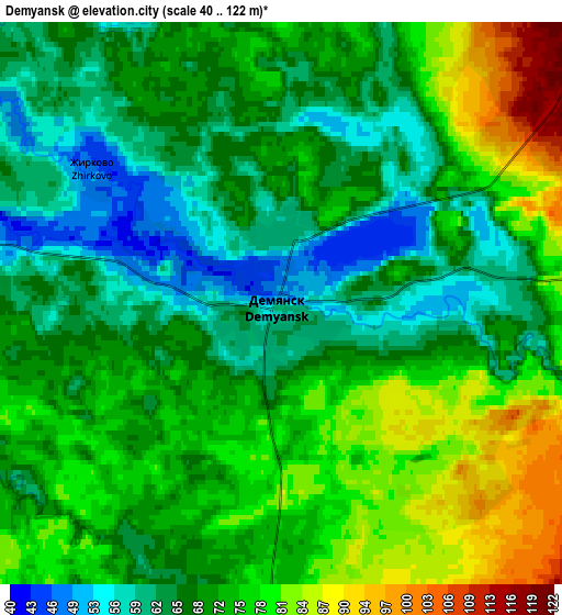 Zoom OUT 2x Demyansk, Russia elevation map