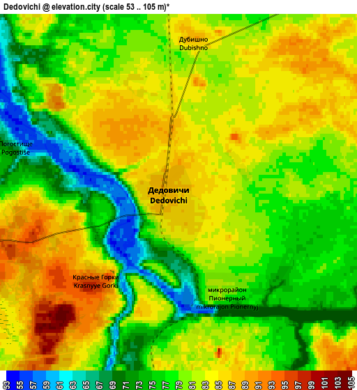 Zoom OUT 2x Dedovichi, Russia elevation map