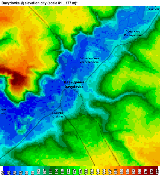 Zoom OUT 2x Davydovka, Russia elevation map