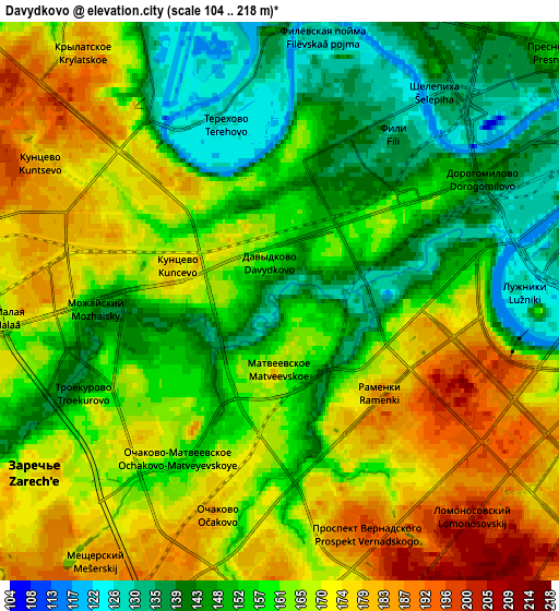 Zoom OUT 2x Davydkovo, Russia elevation map