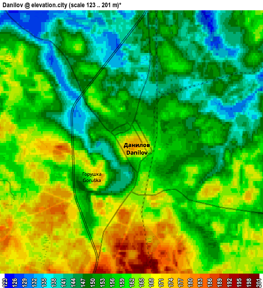 Zoom OUT 2x Danilov, Russia elevation map