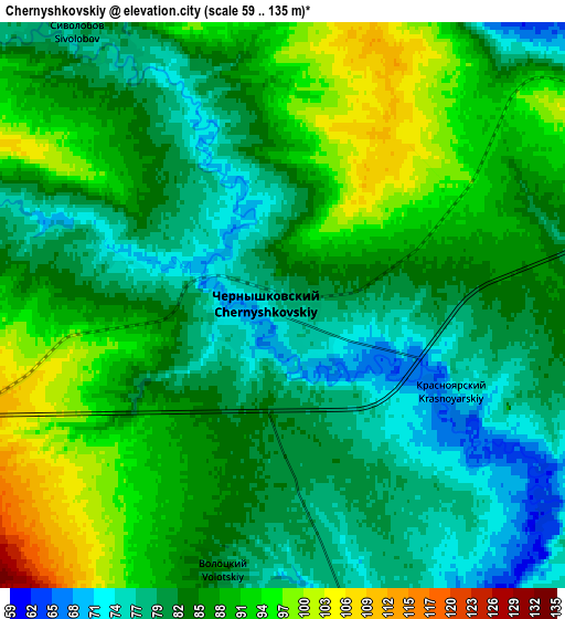 Zoom OUT 2x Chernyshkovskiy, Russia elevation map