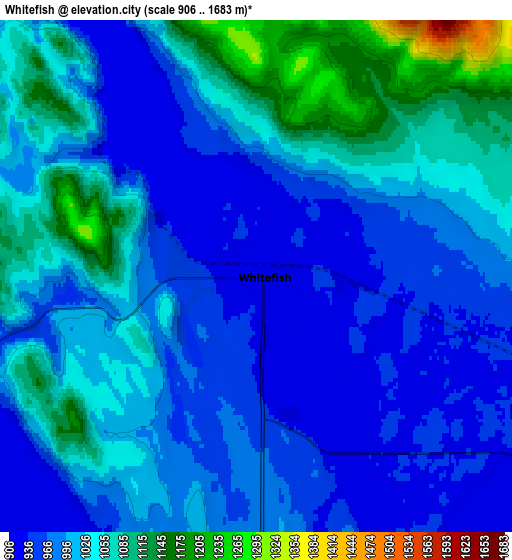 Zoom OUT 2x Whitefish, United States elevation map