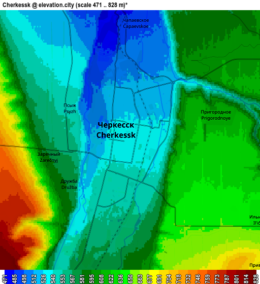 Zoom OUT 2x Cherkessk, Russia elevation map