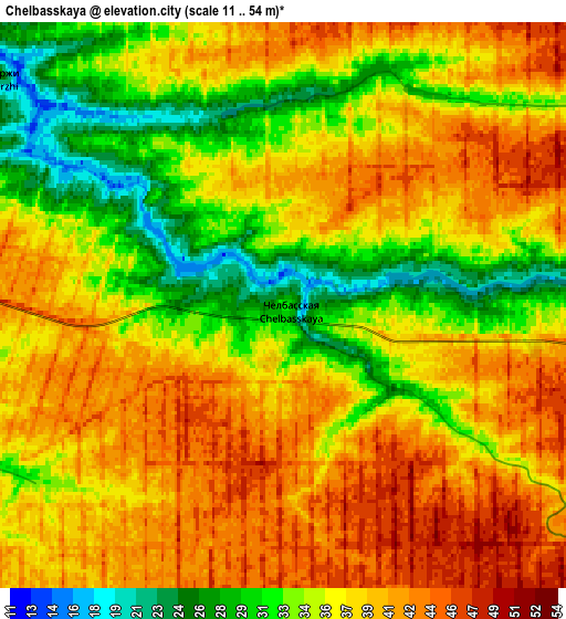 Zoom OUT 2x Chelbasskaya, Russia elevation map