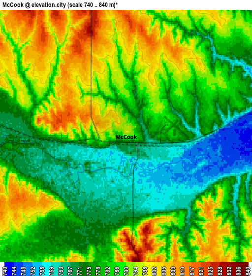 Zoom OUT 2x McCook, United States elevation map