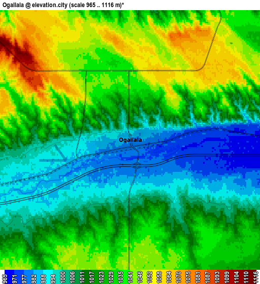 Zoom OUT 2x Ogallala, United States elevation map