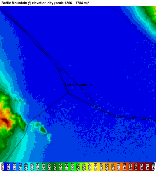 Zoom OUT 2x Battle Mountain, United States elevation map