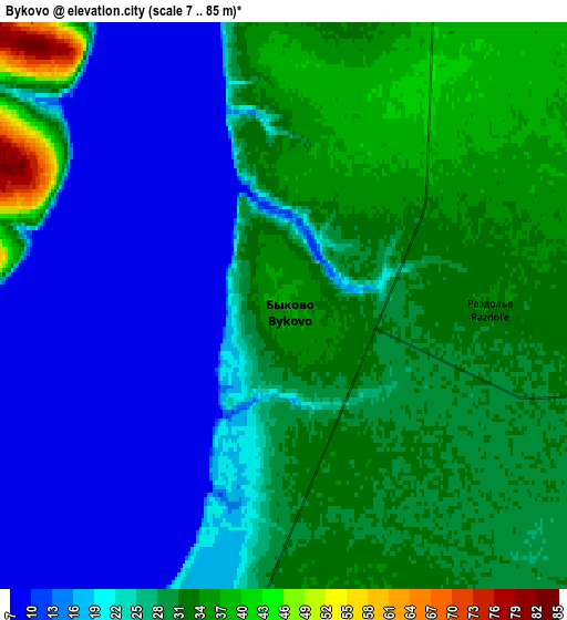 Zoom OUT 2x Bykovo, Russia elevation map