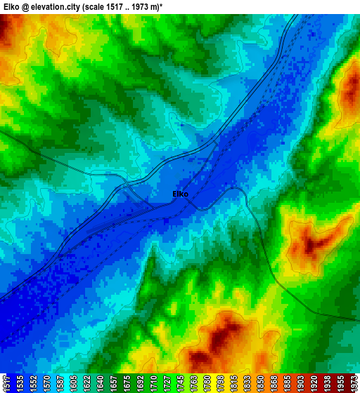 Zoom OUT 2x Elko, United States elevation map