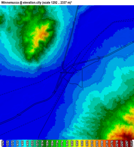 Zoom OUT 2x Winnemucca, United States elevation map