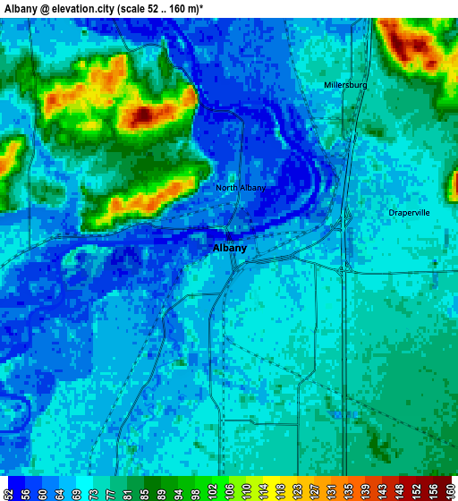 Zoom OUT 2x Albany, United States elevation map