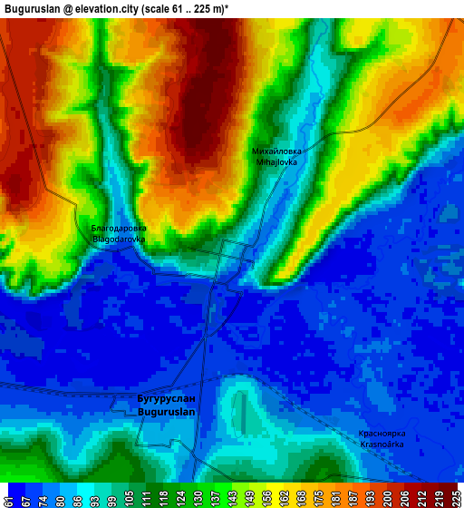 Zoom OUT 2x Buguruslan, Russia elevation map