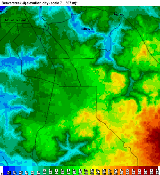 Zoom OUT 2x Beavercreek, United States elevation map