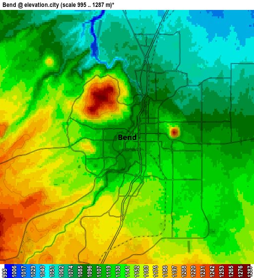 Zoom OUT 2x Bend, United States elevation map