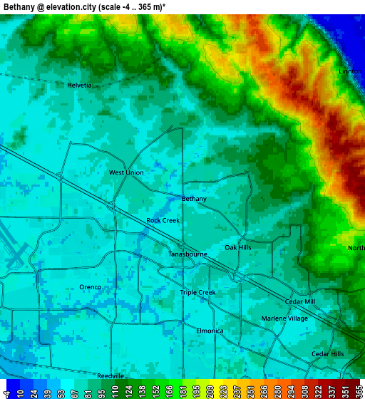 Zoom OUT 2x Bethany, United States elevation map