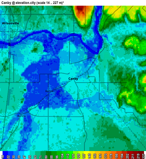 Zoom OUT 2x Canby, United States elevation map