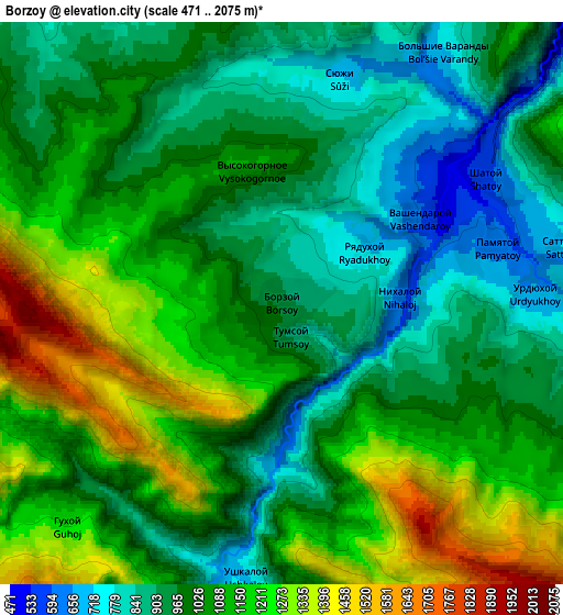 Zoom OUT 2x Borzoy, Russia elevation map