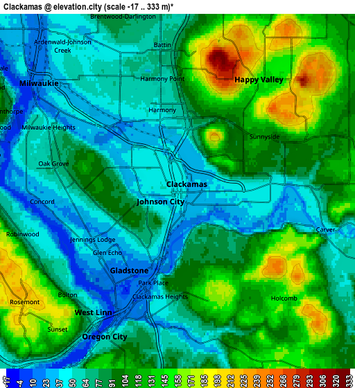 Zoom OUT 2x Clackamas, United States elevation map